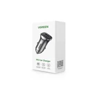 Kép 2/3 - UGREEN CD130 autós töltő, USB-A+PD 3.0, USB-C, QC3.0 30W (szürke)