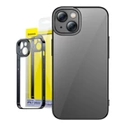Kép 1/7 - Baseus Glitter iPhone 14 Plus Átlátszó tok és üvegfólia (fekete)