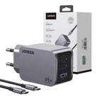 Kép 2/2 - UGREEN Nexode Pro fali töltő, USB + 2x USB-C, 65W + USB-C kábel, 1.5m (fekete)