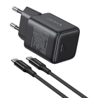 Kép 1/4 - Ugreen X513 GaN USB-C fali töltő + 1 m-es USB-C kábel (fekete)