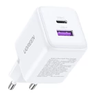 Kép 2/4 - Ugreen X516 USB + USB-C fali töltő, GaN, 30 W (fehér)