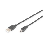 Kép 1/2 - Digitus AK-300108-010-S USB kábel USB 2.0 1 M USB A Mini-USB B 0,48 Gbit/s Fekete