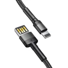 Kép 2/6 - Baseus Cafule 2,4A 1 m-es Lightning USB-kábel (kétoldalas) (szürke-fekete)