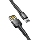 Kép 2/5 - Baseus Cafule 1,5A 2 m-es Lightning USB-kábel (kétoldalas) (szürke-fekete)