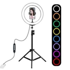 Kép 1/11 - Puluz 1.1m állvány RGBW LED világítással 26cm vlog / stream / okostelefon PKT3044