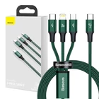 Kép 1/8 - Baseus Rapid Series 3 az 1-ben USB-C  kábel, mikro USB / Lightning / USB-C, 20 W, 1,5 m (zöld)