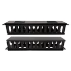 Kép 2/8 - Techly I-CASE CABLE-FR2 2U Kábel Szervező 19" Rack Szekrényekhez Fedéllel, Fekete