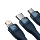 Kép 3/8 - Baseus Flash Series 3 az 1-ben USB-kábel, USB-C + micro-USB + Lightning, 100W, 1.2m (kék)