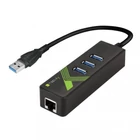 Kép 1/4 - Techly IDATA USB-ETGIGA-3U2 USB 3.0 RJ45 Gigabit Hálózati Kártya/Adapter, 3x USB 3.2 Hub