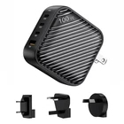 Kép 1/2 - INVZI GanHub hálózati töltő 3x USB-C + USB, 100W, EU/UK/AU/US (fekete)