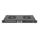 Kép 1/7 - Extralink 19\" RACK MOUNT FAN PANEL (2 FANS) WITH THERMOSTAT Ventilátor panel