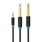 Kép 1/3 - Audiokábel TRS 3.5mm 2x 6.35mm Vention BACBJ 5m fekete