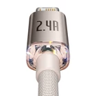 Kép 3/9 - USB és iP kábel Baseus Crystal Shine, 2.4A, 1.2m (rózsaszín)