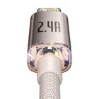 Kép 4/9 - USB és iP kábel Baseus Crystal Shine, 2.4A, 2m (rózsaszín)