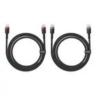 Kép 5/10 - Kábel Baseus Cafule USB-C USB-C 100W, 1m, 2psc (piros fekete, szürke fekete)
