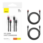 Kép 7/10 - Kábel Baseus Cafule USB-C USB-C 100W, 1m, 2psc (piros fekete, szürke fekete)