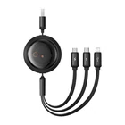 Kép 1/9 - Gyors töltőkábel 3in1 Baseus Free2Draw, USB micro USB+USB-C+Lightning, 3.5A, 1.1m (fekete)