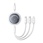 Kép 1/9 - Gyors töltőkábel 3in1 Baseus Free2Draw, USB micro USB+USB-C+Lightning, 3.5A, 1.1m (fehér)