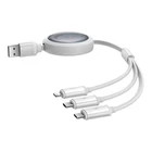 Kép 2/9 - Gyors töltőkábel 3in1 Baseus Free2Draw, USB micro USB+USB-C+Lightning, 3.5A, 1.1m (fehér)