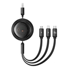 Kép 1/8 - 3 az 1-ben Baseus Free2Draw USB-M+L+C 100W kábel, 1,1 m (fekete)