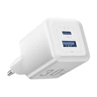 Kép 2/2 - Wall charger, Vention, FEQW0-EU,  USB-C + USB- A,  30W/30W , GaN (white)