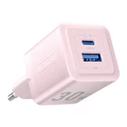 Kép 1/2 - Fali töltő, Vention, FEQP0-EU, USB-C + USB- A, 30W/30W, GaN (rózsaszín)
