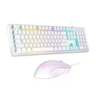Kép 2/3 - MageGee K1 vezetékes billentyűzet + egér szett (fehér) (QWERTY)