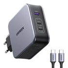 Kép 1/2 - Ugreen Nexode 140W C289, GaN, 2x USB-C, USB hálózati töltő (fekete) + USB-C 2m kábel