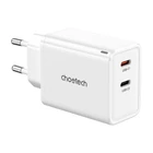 Kép 1/2 - Choetech PD6013 hálózati töltő, GaN, 2x USB-C, PD65W (fehér)