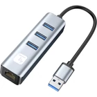 Kép 1/10 - Techly IDATA USB-ETGIGA3AA USB 3.0 RJ45 Gigabit Hálózati Kártya/Adapter, 3x USB-A Hub