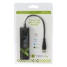 Kép 2/4 - Techly IDATA USB-ETGIGA-3U2 USB 3.0 RJ45 Gigabit Hálózati Kártya/Adapter, 3x USB 3.2 Hub