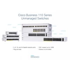 Kép 3/6 - Cisco CBS110 Beállítást nem igénylő (unmanaged) L2 Fast Ethernet (10/100) 1U Szürke