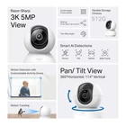 Kép 3/10 - TP-Link Tapo C230 Izzó IP biztonsági kamera Beltéri 2880 x 1620 pixelek Mennyezeti/asztali