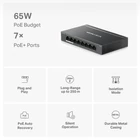 Kép 4/10 - Mercusys MS108GP hálózati kapcsoló Vezérelt Gigabit Ethernet (10/100/1000) Ethernet-áramellátás (PoE) támogatása Fekete