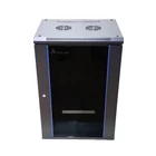 Kép 1/5 - Extralink szafa wisz 19\" 15U 450mm d szklane czarna Falra szerelhető állvány Fekete