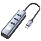 Kép 1/10 - Techly IDATA USB-ETGIGA3CA USB-C-RJ45 Gigabit Hálózati Kártya/Adapter, 3x USB-A Hub