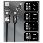 Kép 5/5 - BLACKBIRD Adatkábel Extreme 4in1 USB-A/USB-C/Lightning 50-200cm, fekete