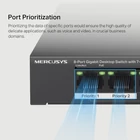 Kép 8/10 - Mercusys MS108GP hálózati kapcsoló Vezérelt Gigabit Ethernet (10/100/1000) Ethernet-áramellátás (PoE) támogatása Fekete