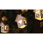 Kép 3/6 - LED karácsonyi lánc, házikó, fehér, fa, elemes (X22057)  Timer 6+18h,10LED, 3000K, 2xAA