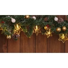 Kép 2/5 - LED karácsonyi lánc, csillag,fém, elemes (X22062)  Timer 6+18h,10LED, 3000K, 2xAA