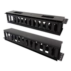 Kép 1/8 - Techly I-CASE CABLE-FR2 2U Kábel Szervező 19" Rack Szekrényekhez Fedéllel, Fekete