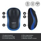 Kép 10/10 - Logitech M185 egér Irodai Kétkezes Vezeték nélküli RF Optikai 1000 DPI