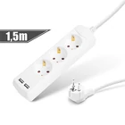 Kép 1/2 - Delight 20201U ELOSZTÓ 3-AS, 1,5 M  2 X USB-VEL