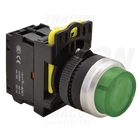 Kép 1/2 - Világító nyomókapcsoló, kiálló, zöld  1×NO, 5A/230V AC-15, IP42, LED 230V AC/DC