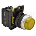 Kép 1/2 - Világító nyomókapcsoló, kiálló, sárga  1×NO, 5A/230V AC-15, IP42, LED 230V AC/DC