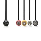 Kép 1/3 - Nedis CAGL20400BK10 DIN audio kábel, DIN 5 tűs dugó - 4x RCA dugó, 1m