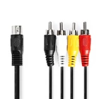 Kép 2/3 - Nedis CAGL20400BK10 DIN audio kábel, DIN 5 tűs dugó - 4x RCA dugó, 1m