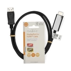 Kép 3/3 - Nedis CCGL37100BK10 Displayport dugó - HDMI dugó kábel 1080p, 1m