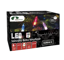 Dekortrend Kültéri Színváltó Retro fényfüzér, 180 LED, RGB színben, 14,4 m zöld kábel