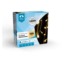 Crystalline toldható led jégcsapfüzér, 2x0,9m, 138 db MELEG FEHÉR LED, átlátszó kábel